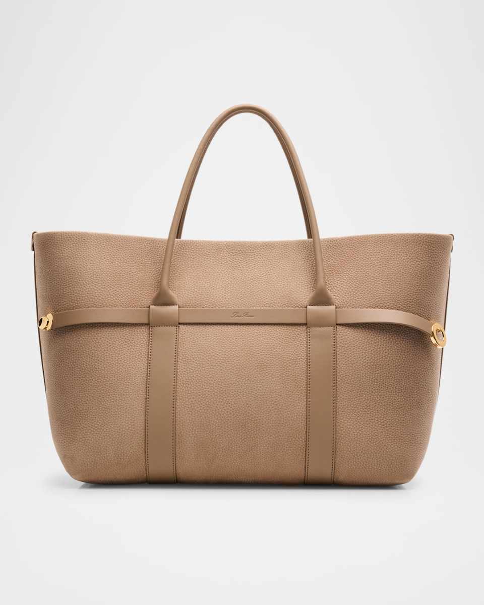 Ghiera Large Grained Nubuck Leather Shopper Tote Bag